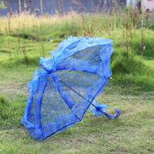 1把可爱甜美洛丽塔蕾丝直柄新娘阳伞，适合婚礼和角色扮演 - 彩色 - 查看 11