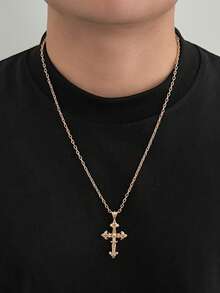 1 chiếc dây chuyền mặt dây kiểu Gothic, thiết kế đôi unisex, dây chuyền dài phong cách Punk Hàn Quốc, trang sức đeo cổ thời trang Y2K, quà tặng. - Vàng - Xem 2