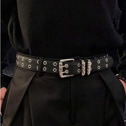 1条多功能男士PU皮带，配有双针扣和双孔眼。这款可调节皮带是街头风、牛仔裤以及各种场合的理想之选——从日常穿着到送礼佳品，皆可完美搭配。