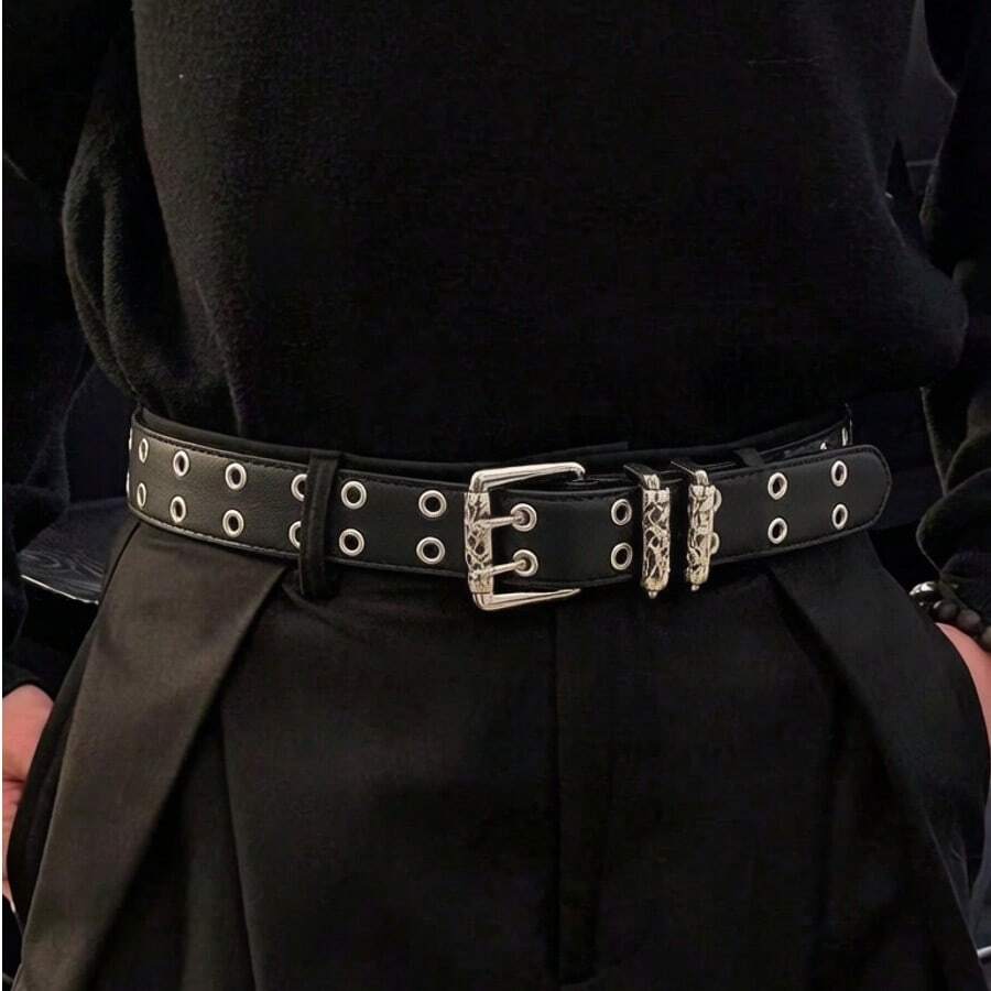 1 chiếc thắt lưng PU nam đa năng với khóa cài đôi và hai lỗ xỏ dây. Chiếc thắt lưng điều chỉnh hoàn hảo cho phong cách đường phố, quần jeans và mọi dịp - từ mặc hàng ngày đến làm quà tặng. - P0599 - Xem 1