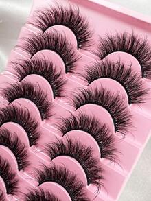10 Pairs Luxury Thick & False Eyelashes - Dense & Fluffy, Create Dewy Makeup Look, Moisturizing Feel, Reusable - Black - View 5