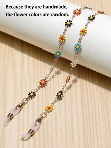 1 pieza Cadena de gafas con forma de margarita colorida, diseño creativo de cadena para gafas, accesorio de cadena de metal para gafas, cadena anti-pérdida, adecuada para uso diario - Multicolor - Ver 2