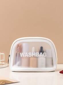 1个磨砂洗漱包，大容量旅行收纳包，PVC粉色手提包，男女通用 - 彩色 - 查看 3