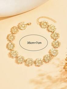 قلادة شكل زهرة ذهبية إبداعية، مجوهرات قلادة أنيقة للنساء، مناسبة للارتداء اليومي، المواعيد، الحفلات والعطلات - الذهبي - مشاهدة 4