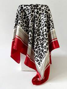 1条极简印花缎面围巾，新款春季时尚女式围巾，可用作腰带、包装装饰、围巾、头巾，是理想的造型配饰。 - 鮮紅色 - 查看 5