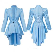Women's Renaissance Costume, Medieval Steampunk Coat, Vintage Victorian Gothic Dress - Green - View 8
