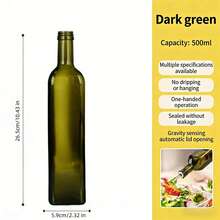 500ml Large Capacity Square Glass Oil Bottle, Suitable For Olive Oil, Soy Sauce, Vinegar And Other Liquid Seasonings; Tidy Kitchen Storage, Portable For Travel, Modern Kitchen Practical Oil Pouring Tool, More Efficient Cooking And Storage. - Multicolor - View 6