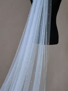 1pc Short Versatile Pearl Bridal Veil, Minimalist Elegant Headpiece For Women's Wedding Dress, Marriage Registration - 彩色 - 查看 13