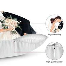 4 件套婚礼礼物图案枕套，单面印花抱枕套，适用于客厅、卧室、家居装饰，四季皆宜 - 彩色 - 查看 6