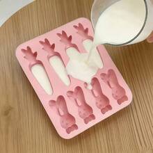 Khuôn làm bánh hình thỏ và cà rốt - Khuôn làm kẹo sô cô la chủ đề cổ điển - Khuôn làm bánh dài - Hồng - Xem 1