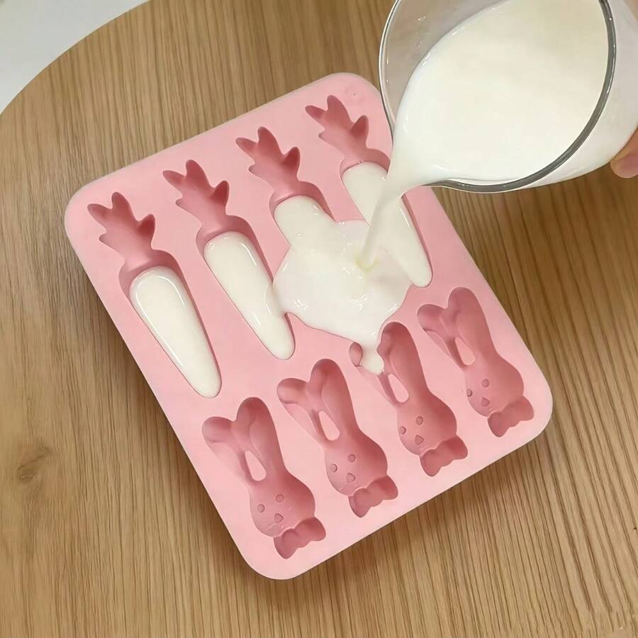 Khuôn làm bánh hình thỏ và cà rốt - Khuôn làm kẹo sô cô la chủ đề cổ điển - Khuôn làm bánh dài - Hồng - Xem 1