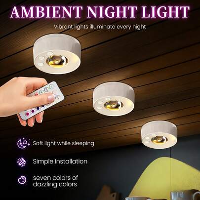Bộ 3 đèn trang trí tủ, phòng ngủ, hành lang hình mèo lớn đa chức năng RGB, có điều khiển từ xa, 13 màu sắc và chế độ ánh sáng mượt/nhấp nháy, độ sáng điều chỉnh được, chức năng hẹn giờ, lắp đặt nam châm không cần khoan, thích hợp trang trí tủ, phòng ngủ, hành lang.