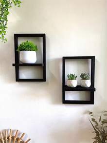 1个/2个复古黑色木质壁挂式置物架 - 方形悬浮架，适用于圣诞节、万圣节和日常家居装饰，非常适合展示节日装饰品、植物或照片，现代农舍风格，适合客厅、卧室或办公室。 - 彩色 - 查看 17