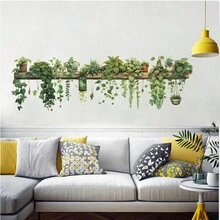 Cây xanh, lá thường xuân xanh, giỏ hoa treo, phòng ngủ, phòng khách, trang trí tường, trang trí nhà, nhãn dán tường nhà, tranh tường xanh văn phòng - A - Xem 5
