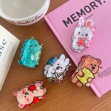 1pc New Cute Rabbit Claw Clip, Cartoon Animal Bear Hair Claw Clip, Ponytail Clip, Creative Hair Claw - Multicolor - View 3