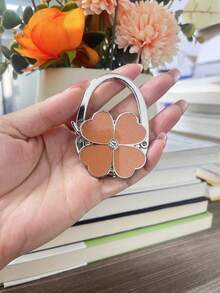 1pc Elegant Four-Leaf Clover White Foldable Handbag Hook - Fashionable Aluminum Alloy Wallet Desktop Hanger With Heart-Shaped Floral Decor, Stylish Metal Bag Stand Suitable For Fashion Accessory Lovers - Multicolor - View 23