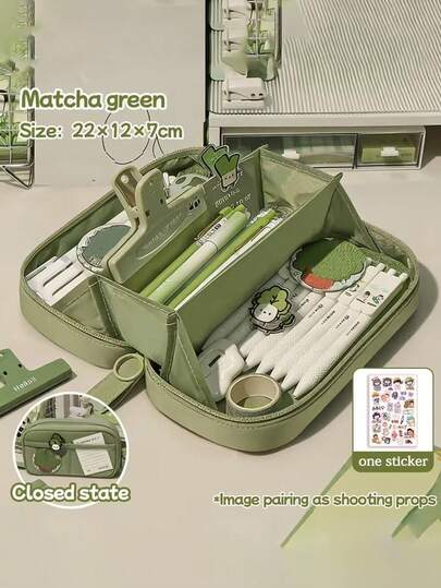 Large Capacity Volcano Pencil Case, Multi-Layer Compartment Storage, High-Quality Pencil & Stationery Organizer Box For Boys & Girls, Various Colors Available, Back To School Essential, Portable Handheld Design, New Unique Minimalist Style, Can Be Laid Flat 180°