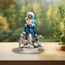 1 pieza Virgen María sosteniendo a Jesús, decoración religiosa, decoración de escritorio acrílica, obra de arte creativa para el hogar, la habitación, la cafetería, el escritorio de la oficina - B - Ver 15