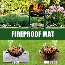 Estera rectangular de plata resistente al fuego, almohadilla protectora para barbacoa de jardín o patio al aire libre - Alfombra ignífuga para barbacoa en terrazas y céspedes exteriores - Ver 2