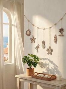 1 chiếc cờ treo phong cách Bohemian mùa hè, vòng hoa trang trí tường chủ đề đại dương, biểu ngữ treo chủ đề hàng hải, đồ trang trí họa tiết đại dương nhiệt đới, sao biển, rùa, hồng hạc, ván lướt sóng, cây cọ, vỏ sò mặt trời. - Nhiều màu - Xem 2