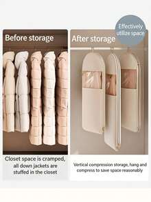 Saco de Cobertura de Poeira para Roupas Suspensas, À Prova d'Água e à Prova de Poeira, Solução de Armazenamento de Guarda-Roupa para Casacos, Ternos, Vestidos, Jaquetas, Suéteres, Organização de Espaço de Armário, Saco de Roupa Protetor de Vinil Transparente, Respirável e à Prova de Umidade, Organizador de Armazenamento de Roupas para Casa e Quarto - Visão 2
