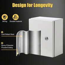 IP66 Waterproof Electrical Enclosure Box Lockable Metal Junction Box Wall Mounted Distribution Cabinet Cold Rolled Steel Electrical Panel With Mounting Plate Cable Gland Entry Outdoor Weatherproof - 12*10*6in/30*25*15cm - View 3