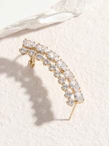 1 chiếc khuyên tai dài hình bầu dục hai hàng sang trọng tinh tế, thiết kế tối giản lấp lánh, màu đồng. - Kẹp tai hình bầu dục hai hàng - Xem 5