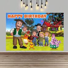 La Granja De Zenon Backdrop Cartoon Farm Animals Theme Kids Birthday Party Decor Photography Photo Background Supplies - 款式F - 查看 2