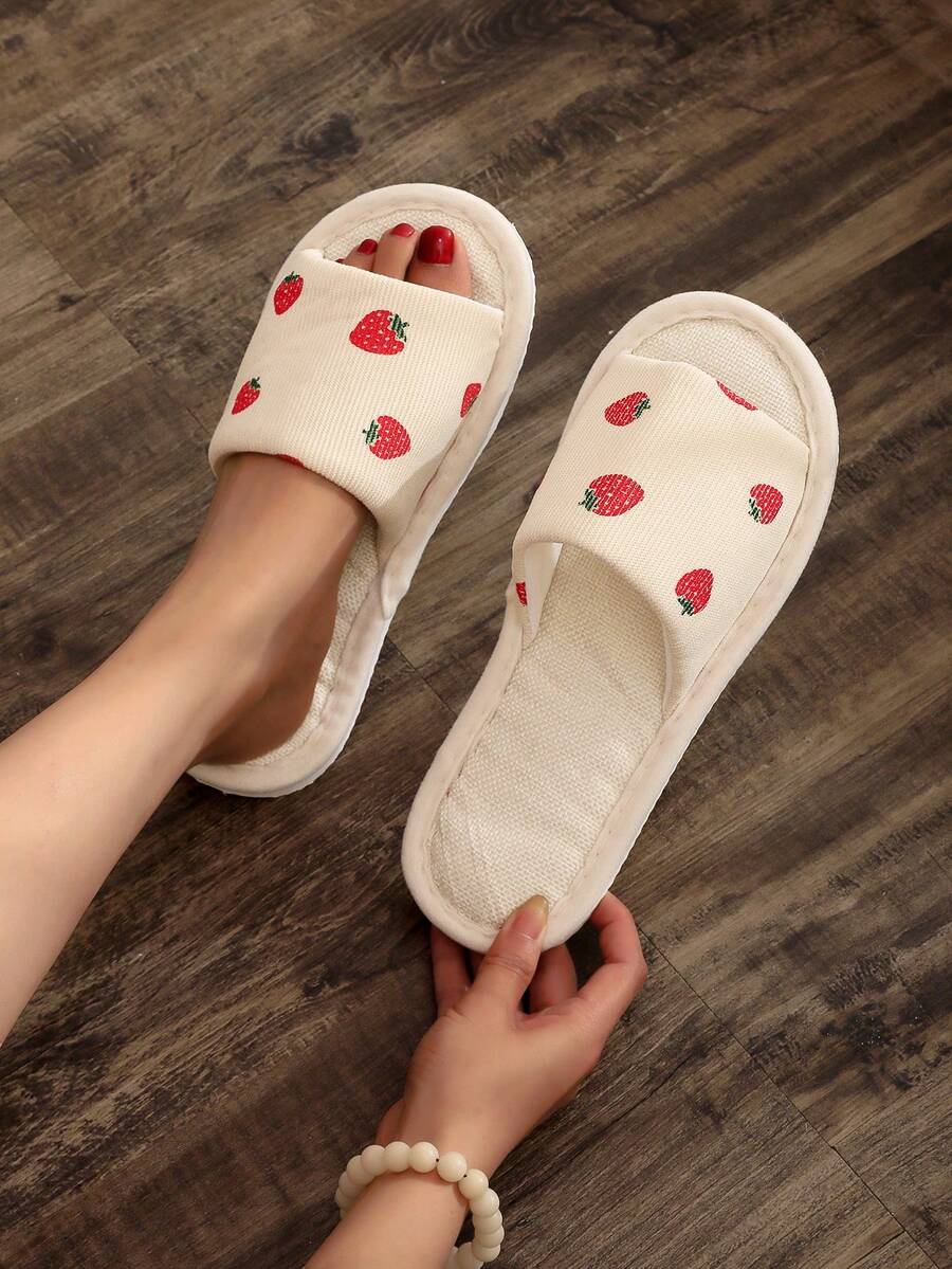 Pantuflas de mujer con punta abierta para primavera/verano, pantuflas ligeras y cómodas a rayas, aptas para uso interior y exterior - Multicolor - Ver 1