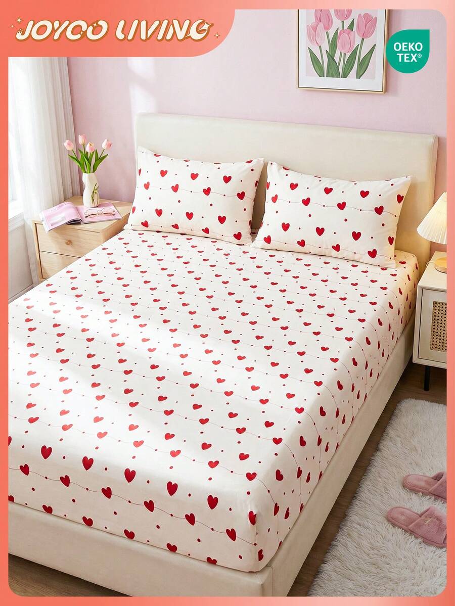 2/3件套印花床笠套装（1件床单+1/2个枕套，不含枕芯），亲肤床垫保护套，印花床垫罩，柔软透气，多种尺寸可选，适用于单人床/双人床/大号床/特大号床，四季皆宜，可机洗，家居装饰，卧室装饰，OEKO-TEX认证