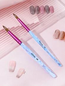 科林斯基亚克力圆形美甲刷，白色漩涡蓝色手柄粉色金属环 - 彩色 - 查看 6