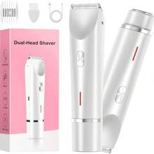 2025 Womens Shaver Dual-Head Bikini Trimmer For Women 2-In-1 Women's Body Shaver USB Charge Waterproof Painless Electric Razors For Silk Skin,IPX7,Valentine's Day Gift (Pink/Purple/Black/Blue/White) - 白色 - 查看 10