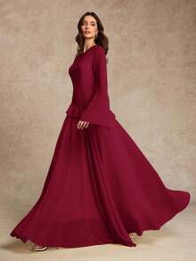 [Spring/Summer Style] Best-Selling New Arrivals Women's Elegant Ruffle Trim Tie-Waist Flare Sleeve Dress, Spring/Summer - 淺黃色 - 查看 9