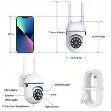 4pcs-PTZ Dual-Band (2.4G/5G) WiFi Security Cameras, Indoor/Outdoor Surveillance With Full-Color Night Vision, Two-Way Audio, AI Motion Detection & App Remote Control - 白色 - 查看 2