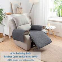 Genina Funda para sillas reclinables impermeable y antideslizante protector de muebles para mascotas y niños gris oscuro - Gris Oscuro - Ver 7