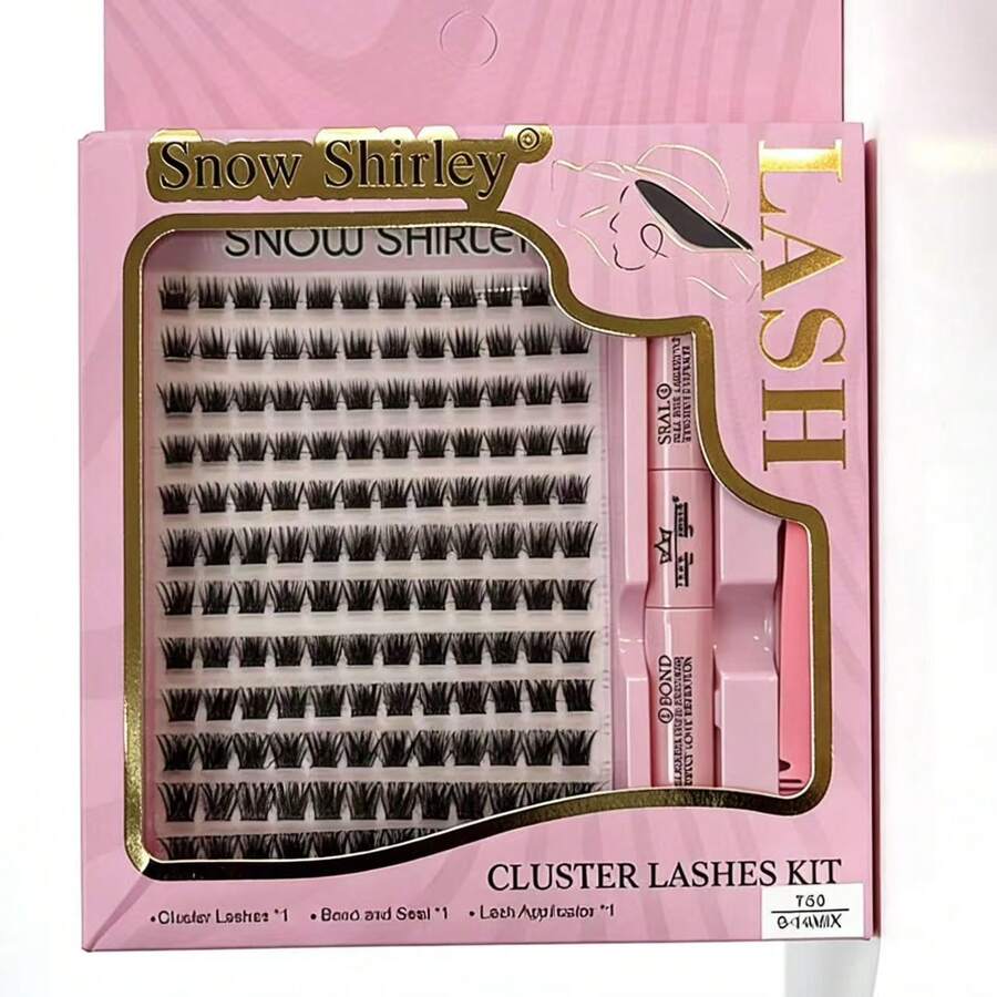 Kit de pestañas en racimos segmentados, incluye pegamento y pinzas, pestañas de extensión individuales, estilo natural y voluminoso, aspecto realista, pestañas de autoextensión fáciles. - Negro - Ver 1