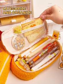 1pc Funny Fried Shrimp Shaped Vertical Pencil Case, Minimalist Large Capacity Stationery Bag For Men & Women Students, Office Supplies Pouch, Cosmetic Tool Organizer, High-Quality Large Capacity Pencil Box, Desk Accessory, Suitable As Valentine's Day Gift, Student Supplies, School Entertainment Items, School Prizes, Teacher Classroom Items, Back To School Essential - Delicious Fried Shrimp - View 5