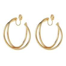 2只夸张双层可旋转大号耳环，简约金属夹式耳环，适合无耳洞人士佩戴 - clip - 查看 2