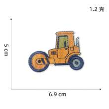 2pcs/7pcs Set Construction Vehicle Fabric Patch Computer Embroidered Label Cartoon Embroidery Sticker Iron-On Excavator Applique Clothing Accessories - Construction Vehicle Patch - View 9