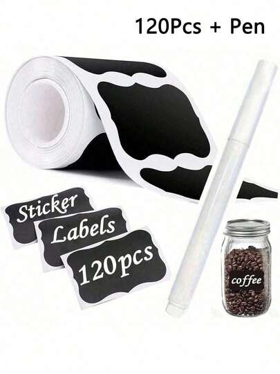 120 ملصق قابل لإعادة الاستخدام مقاوم للماء بنمط موجي لحاويات تخزين الطعام في المطبخ والأواني والبهارات والطعام، يشمل 1 قلم طباشير أبيض، أواني ماسون، ديكور الحفلات، غرف الحرف اليدوية، حفلات الزفاف، التخزين، زجاجات زجاجية، لوازم المنزل والمطبخ