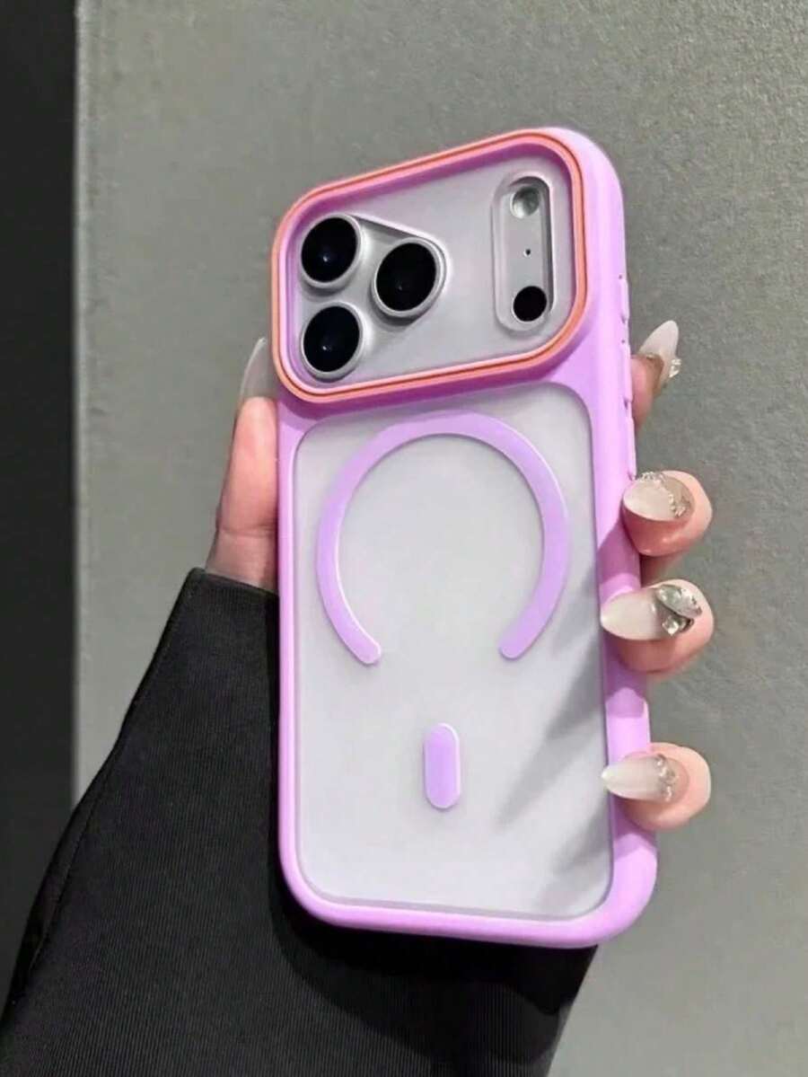 Ốp lưng điện thoại từ tính cao cấp mới, bằng acrylic trong suốt, tương thích với iPhone 17/16/15/14/13/12 Pro Max/14/15/16 Plus/17/Air/11, hỗ trợ sạc không dây, ốp bảo vệ chống sốc trong suốt. - Màu tím - Xem 1