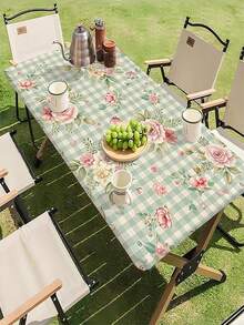 1 pieza Cubierta de mesa rectangular de poliéster para exteriores, resistente al agua y fácil de limpiar, tapete de mesa de café, adecuado para interiores, exteriores, patio, picnic, camping, fiestas, banquetes, restaurantes - C - Ver 16