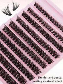 200pcs DIY False Eyelash Kit, Includes Makeup Tools, Adhesive And Sealing Tools, Eyelash Curler, Eyelash Brush, D-Shaped Curling Segmented False Eyelashes, 60D Natural Eyelash Clusters, Suitable For Everyday Use - Reusable, Eyelash Clusters, Individual Eyelashes, Eyelashes, False Eyelashes - 黑色 - 查看 4