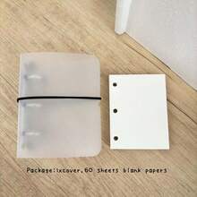 Portada de carpeta mate con 3 agujeros y recambio, bolsa de relleno de PVC, 60 páginas en blanco con cuadrícula, organizador de hojas sueltas DIY - Rectángulo - Ver 7