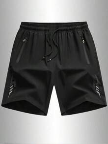 Pantalones cortos deportivos de alto rendimiento para hombres - Flexibles y ligeros, adecuados para entrenamiento y ejercicio - Negro - Ver 3