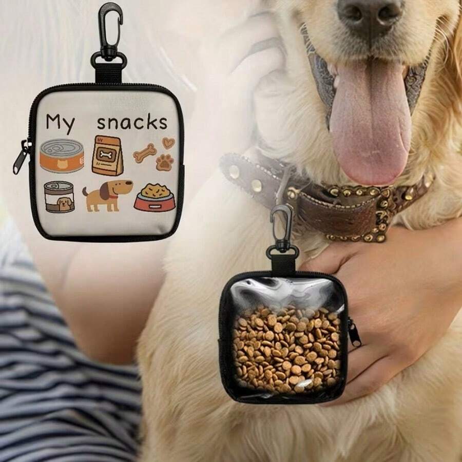 Cute Cartoon Dog Treat Bag With Buckle, Zipper Pet Training Snack Pouch, Outdoor Walking Dog Food Storage Bag - Multicolor - View 1