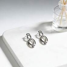 Bông tai kim loại tối giản phong cách retro, họa tiết đường nét, tinh tế và thanh lịch. - Nhiều màu - Xem 6