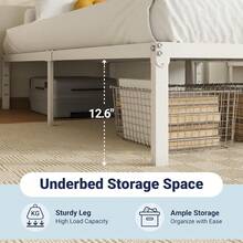 Allewie Bed Frame, 14 Inch Metal Platform Beds With Storage Space, No Box Spring Needed And Easy Assembly, Black YITB - White - View 8