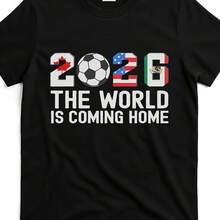 Camisetas de moda más vendidas para hombres Retro Deportivo Gráfico Camiseta - 2026 Fútbol Diseño con Norte Estadounidense Banderas & El Mundo Es Próximamente Inicio Imprimir, Absorbe la humedad Máquina Lavable Negro Tee para Deportes Aficionados & Ropa deportiva informal Moda Cómodo Informal Desgaste, Clásico Redondo Escote, La mejor camiseta de regalo de Breat - Negro - Ver 6