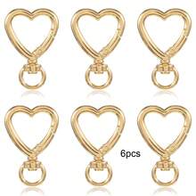 6个心形/旋转圆环/弹簧扣钥匙扣 新款饰品配件，桃心钥匙圈 DIY小礼物吊坠 - 金黃色 - 查看 5